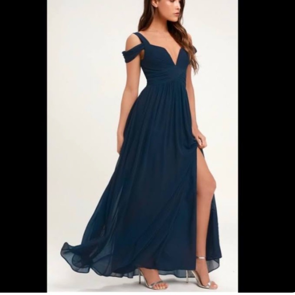 Lulus Ocean of Elegance Navy Blue Maxi Dress
